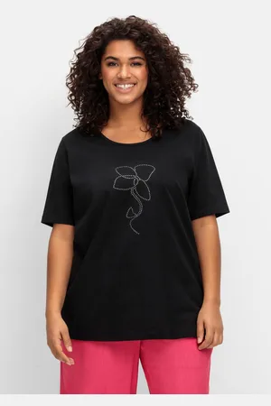 Sheego T-Shirt mit Blumen-Applikation, , Gr.40/42