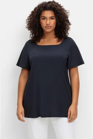 Sheego Shirt mit Flügelärmeln und Karree-Ausschnitt, , Gr.40/42