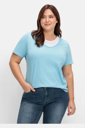 Sheego Kurzarmshirt in Layeroptik mit Ziernieten, , Gr.40