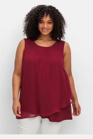 Sheego Doppellagiges Top aus Chiffon und Jersey, , Gr.40