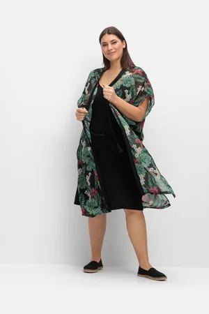 Sheego Strandset aus Jerseykleid und offenem Kaftan, , Gr.40