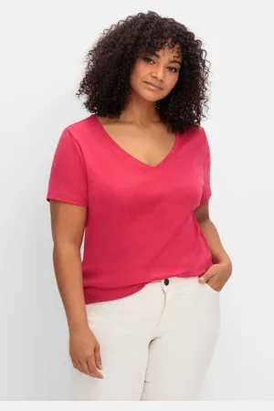 Sheego T-Shirt mit V-Ausschnitt, , Gr.40/42