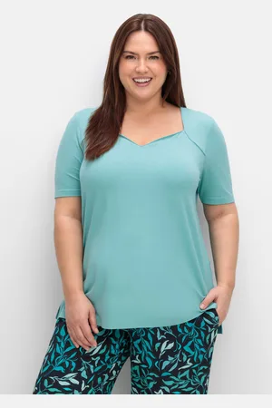 Sheego T-Shirt mit herzförmigem Ausschnitt, , Gr.40/42