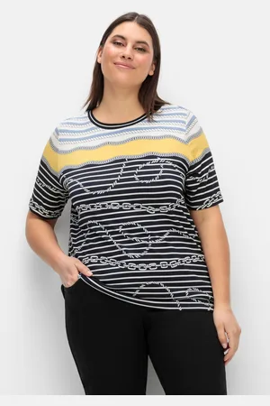 CREATION L PREMIUM Shirt mit Streifendruck und Kettenmotiven, , Gr.40