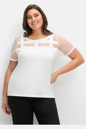 CRÉATION L Shirt mit Mesh-Einsätzen und Rundhalsausschnitt, , Gr.46