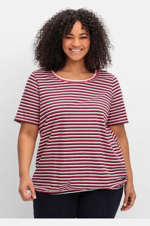 Sheego Gestreiftes Shirt mit Gummizugbund, , Gr.40/42