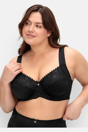 Sheego Minimizer-BH mit floraler Spitze und tonigen Streifen, , Gr.100C