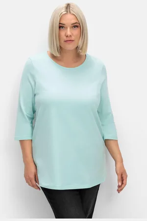 Sheego Shirt in Piqué-Qualität mit 3/4-Ärmeln, , Gr.40