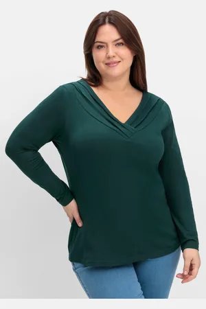 Joe Browns Langarmshirt mit Zierfalten am V-Ausschnitt, A-Linie, , Gr.40/42