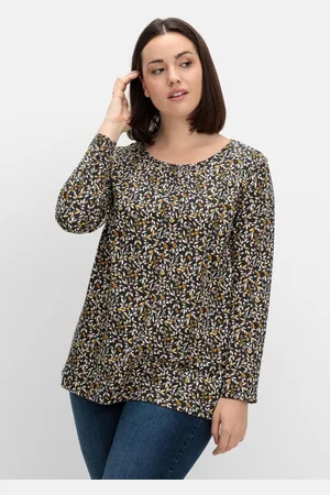 Sheego Langarmshirt aus Jersey mit Minimalprint, , Gr.40