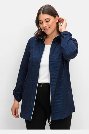 Sheego Sweatjacke mit Stehkragen und Jacquardmuster, , Gr.44/46