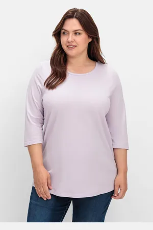 Sheego Shirt in Piqué-Qualität mit 3/4-Ärmeln, , Gr.40