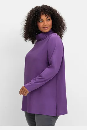 Sheego Langarmshirt in leichter A-Linie, mit Rollkragen, , Gr.56/58