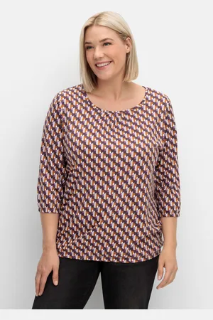 Sheego 3/4-Arm-Shirt mit Grafikprint und Gummizugbund, , Gr.40