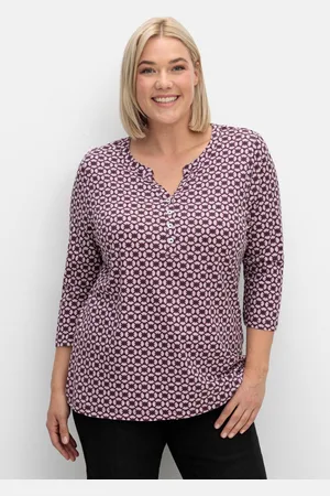 Sheego 3/4-Arm-Shirt mit Retro-Alloverdruck, , Gr.42