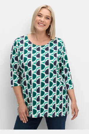 Sheego 3/4-Arm-Shirt mit grafischem Retromuster, , Gr.40