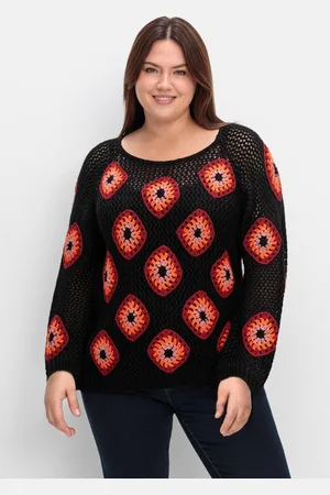 Joe Browns Häkelpullover mit aufgenähten Rhomben, , Gr.40/42