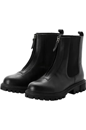 Sheego Stiefelette aus Leder, mit Reißverschluss vorn, , Gr.40