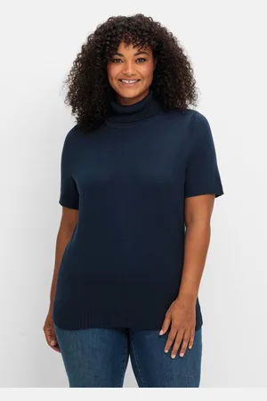 Sheego Rollkragenpullover mit kurzen Armen, in figurnaher Form, , Gr.42