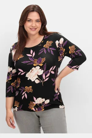 Sheego 3/4-Arm-Shirt mit Blumenprint, aus Viskosejersey, , Gr.42