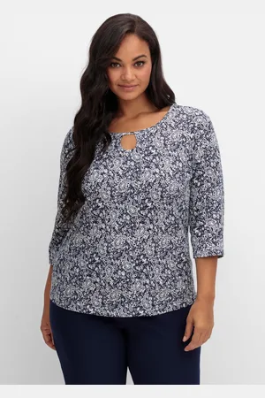Sheego 3/4-Arm-Shirt mit Cut-out am Ausschnitt, , Gr.40