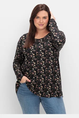 Sheego Langarmshirt mit Alloverdruck, in A-Linie, , Gr.40/42
