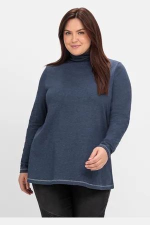 Sheego Langarmshirt in A-Linie, mit Stehkragen, , Gr.40/42