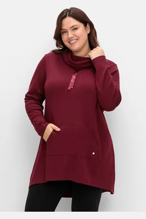 Sheego Oversize-Longshirt mit weitem Kragen und Tunnelzug, , Gr.48/50