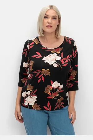 Sheego 3/4-Arm-Shirt mit Blumenprint, aus Viskosejersey, , Gr.40