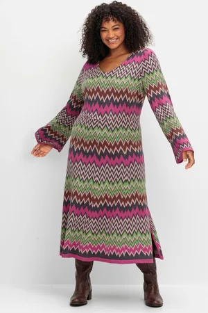 Joe Browns Wadenlanges Strickkleid im Zickzack-Muster, , Gr.40