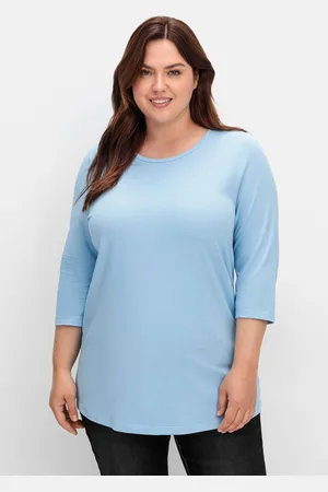 Sheego Shirt in Piqué-Qualität mit 3/4-Ärmeln, , Gr.40