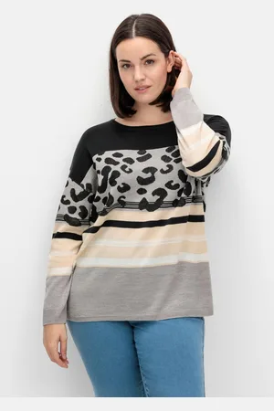Sheego Jacquard-Pullover im Mustermix, mit Animalprint, , Gr.44