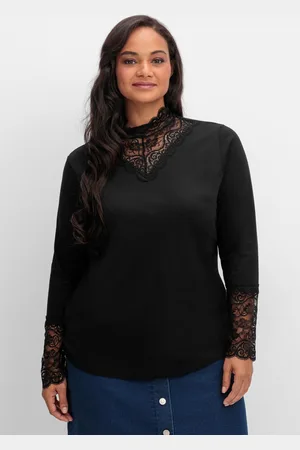Sheego Shirt mit transparenter Spitze, , Gr.40