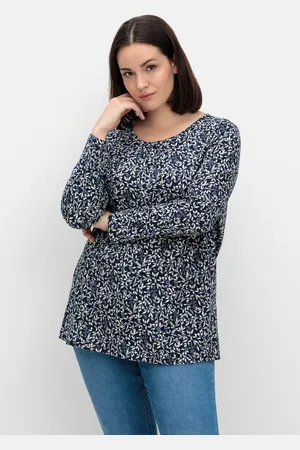 Sheego Langarmshirt aus Jersey mit Minimalprint, , Gr.40