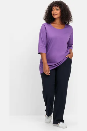 Sheego Gerade Hose mit Zierriegeln und Gürtelschlaufen, , Gr.42