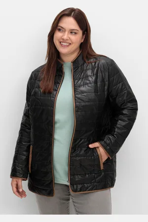 Sheego Steppjacke mit Stehkragen und Kontrastdetails, , Gr.40