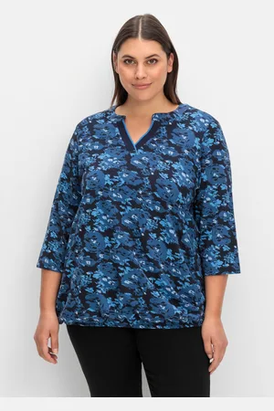Sheego 3/4-Arm-Shirt mit floralem Alloverdruck, , Gr.48/50