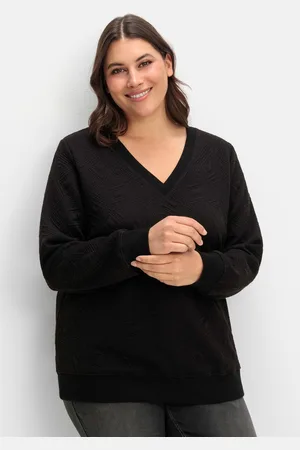 Sheego Sweatshirt mit Steppmuster und V-Ausschnitt, , Gr.40/42