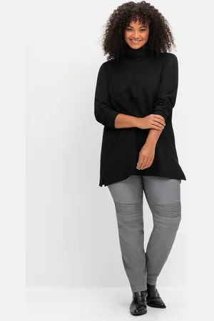 Sheego Schmale Jeans mit Ziernieten und Biesen, , Gr.42