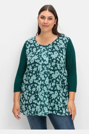 Sheego 2-in-1-Blusenshirt mit bedrucktem Chiffon, , Gr.48