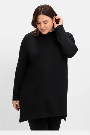 Sheego Longshirt aus Interlock, im Vokuhila-Schnitt, , Gr.40/42