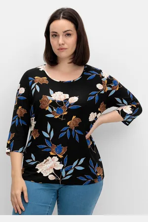 Sheego 3/4-Arm-Shirt mit Blumenprint, aus Viskosejersey, , Gr.40