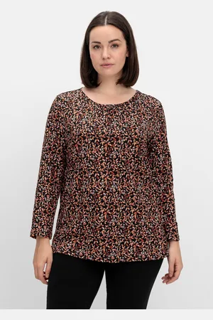 Sheego Langarmshirt aus Jersey mit Minimalprint, , Gr.40