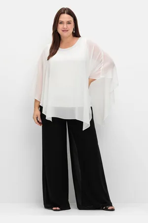 Sheego Weite Chiffonhose im Lagenlook, gefüttert, , Gr.40