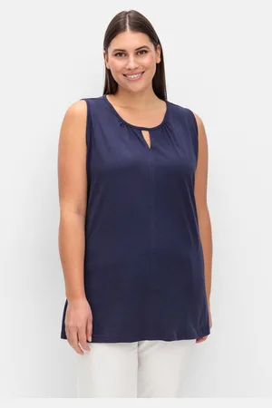 Sheego Top mit leichter Raffung und Cut-out am Ausschnitt, , Gr.40