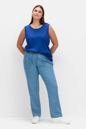 Sheego Weite Jeans mit gesmoktem Rundum-Dehnbund, , Gr.40
