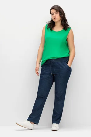 Sheego Weite Jeans mit gesmoktem Rundum-Dehnbund, , Gr.40