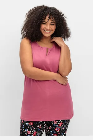 Sheego Top mit leichter Raffung und Cut-out am Ausschnitt, , Gr.40