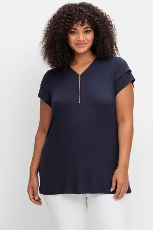 Joe Browns Shirt mit Zipper am V-Ausschnitt, , Gr.40/42
