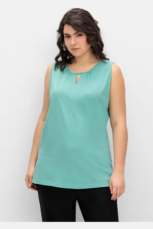 Sheego Top mit leichter Raffung und Cut-out am Ausschnitt, , Gr.40